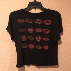 Black crop top with lip design